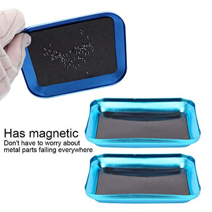 Aluminum RC Repair Screw Tray Magnetic Tool Board for Model Car Boat Drone (Blue) - color: Blue