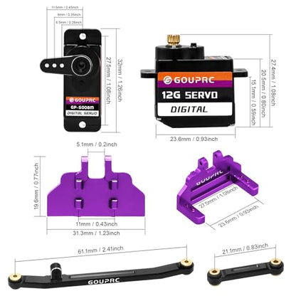 GOUPRC 4.6KG RC Digital Micro Servo of Metal Steel Gear with Servo Mount & Servo Horn & Steering Linker Kit for Axial SCX24 1/24 RC Car Crawler Upgrade - color: Black Horn & Linker Kit