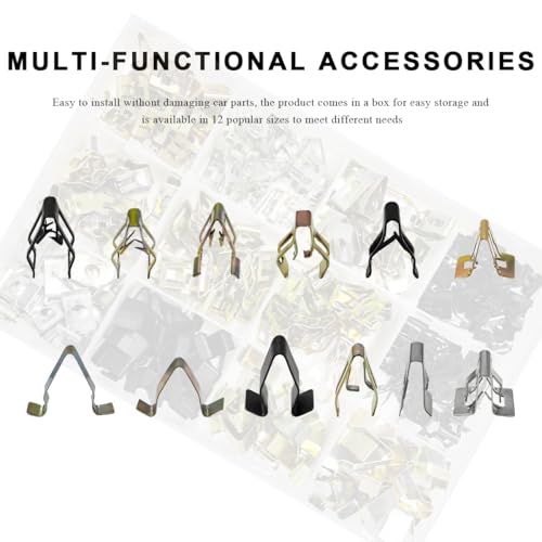 240PCS Car Dashboard Trim Clips, 12 Sizes Metal Trim Panel U-Clips Auto Body Fasteners, Universal Front Console Dash Retainer Spring Clip Replacement for Most Vehicles