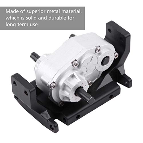 RC Transfer Case, 72mm CNC Machined Metal Gearbox with Mount for SCX10 D90 1/10 RC Crawler Car Black Silver