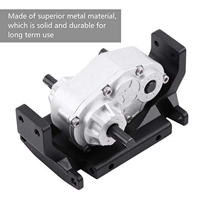 RC Transfer Case, 72mm CNC Machined Metal Gearbox with Mount for SCX10 D90 1/10 RC Crawler Car Black Silver