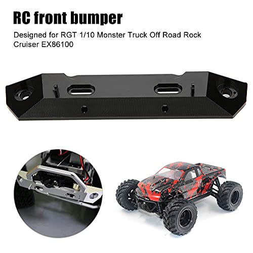 RC Aluminum Alloy Front Bumper for RGT 1/10 Truck, Front Anti - Collision Bar, Lightweight Durable Upgrade Part, Compatible with EX86100 Off - Road Rock Cruiser (Black R86025BL) - color: Black R86025bl