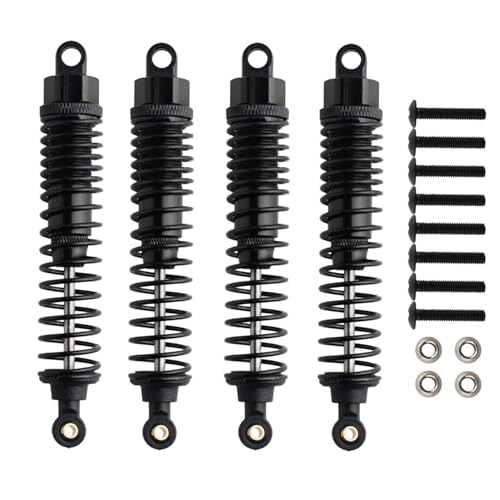4Pack 1/10 RC Truck Car Adjustable Shock Absorber Damper 108004 Upgrade Parts 108mm Oil 108mm Oil Adjustable Alloy Aluminum Shock For 1:10 HSP 94188 94108 94111 Redcat Volcano (Black) - color: Black