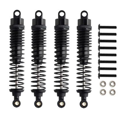 4Pack 1/10 RC Truck Car Adjustable Shock Absorber Damper 108004 Upgrade Parts 108mm Oil 108mm Oil Adjustable Alloy Aluminum Shock For 1:10 HSP 94188 94108 94111 Redcat Volcano (Black) - color: Black