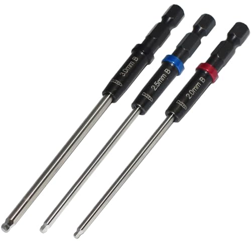 MIP Metric Ball End Set 9616 (2.0mm, 2.5mm, 3.0mm) – Speed Tip 1/4" Drive Hex Allen Driver Bits and Wrenches for RC Car Repairs – Gen 2 Tools – Made in USA - size: 2.0mm / 2.5mm / 3.0mm - Ball End Hex Set