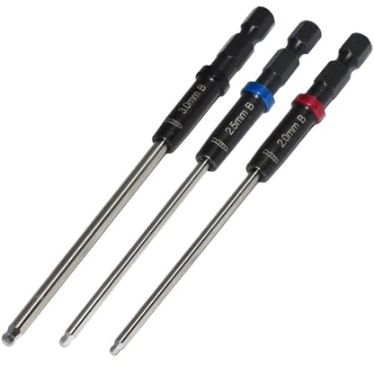 MIP Metric Ball End Set 9616 (2.0mm, 2.5mm, 3.0mm) – Speed Tip 1/4" Drive Hex Allen Driver Bits and Wrenches for RC Car Repairs – Gen 2 Tools – Made in USA - size: 2.0mm / 2.5mm / 3.0mm - Ball End Hex Set