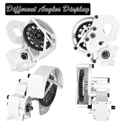 Aluminum Transmission Gearbox Upgrades Part for 1/10 SCX10, SCX10 II 90046,90047,Wraith,AX10 RC Crawler Truck,Center Transmission Gearbox Hops up,Silver - color: Silver(for 1/10 Axial)