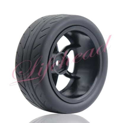 Lifehead 68mm RC On-Road Rally Car Tires and Wheels for 1/10 RC On-Road Touring Drift Car HSP Tamiya XV01 TT01 TT02B HPI Kyosho FAZER MK2 /12mm Hex - color: Black