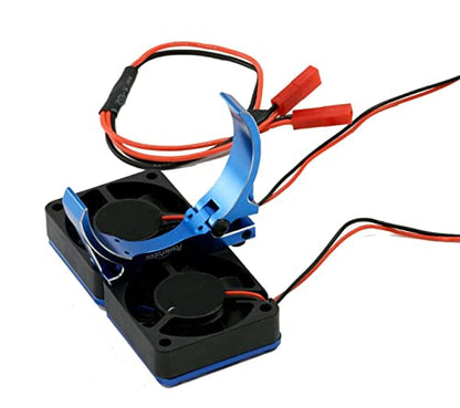 Powerhobby 1/8 Aluminum Heatsink 30mm Twin Turbo Dual High Speed Cooling Fans 28K (Blue) - color: Blue