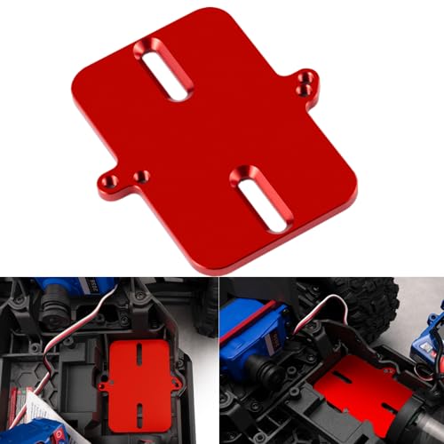 Electronic Mount Plate ESC Receiver Tray for Tra-xxas Mini Maxx | 4WD RTR Brushless Monster Truck 1/16 RC Car Upgrades Aluminum Red - color: Red