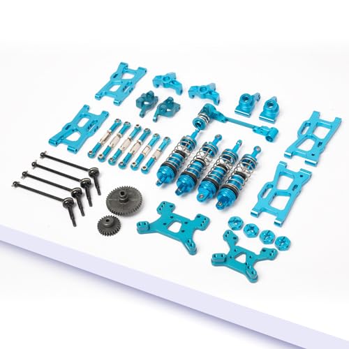 Metal Replacement Part Kit for WLtoys 1/14th, 1/12th RC Car Upgrades, Spare Aluminium Accessory Set with Screws(Blue) - color: Blue