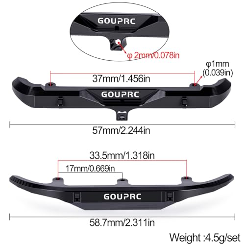 GOUPRC Aluminum Alloy RC Front & Rear Bumper for Axial SCX30 Bronco C10 1/30 RC Crawler Car Upgrade Replacement Parts - color: Black