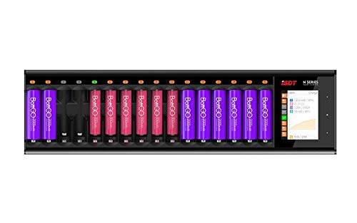 ISDT N Series 16 Bay Smart Battery Charger for AA AAA NiMh/NiCd/NiZn Rechargeable Batteries, Fast Charging Station with Discharging, Analysis and Activation
