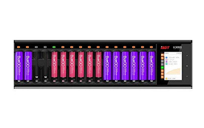 ISDT N Series 16 Bay Smart Battery Charger for AA AAA NiMh/NiCd/NiZn Rechargeable Batteries, Fast Charging Station with Discharging, Analysis and Activation