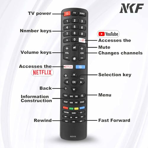 RC311S 06-531W52-TY02X Remote Control for Pioneer TV and TCL TV Remote PLE-32S1HD PLE-65D1800 PLE-32S08HD PLE-40S08FHD PLE-43D1202UD PLE-50S08UHD PLE-50D1200F 55D1680 55S6600 43D1680 55D1202 55D1241