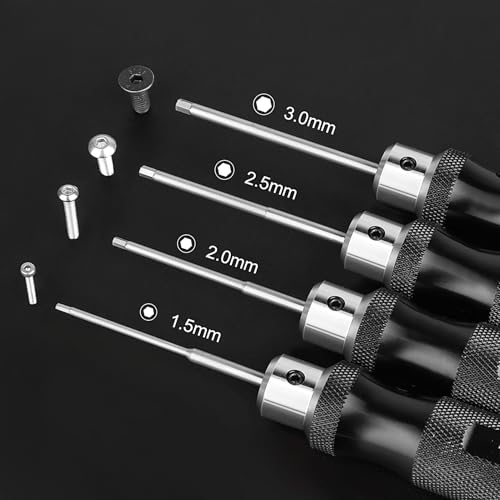 HobbyPark Hex Driver Screwdriver Set 1.5mm 2.0mm 2.5mm 3.0mm Extended Thickened Handle for RC Crawler RC Cars Trucks Buggy On Road Touring Drift Tools