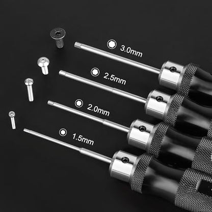 HobbyPark Hex Driver Screwdriver Set 1.5mm 2.0mm 2.5mm 3.0mm Extended Thickened Handle for RC Crawler RC Cars Trucks Buggy On Road Touring Drift Tools