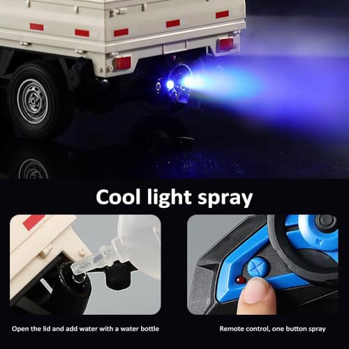 GoolRC Remote Control Car Kei Truck, 1:16 Scale RC Transport Pickup Truck with Spray and Light, 2.4GHz All Terrain RC Cars for Teens and Adults Christmas or Birthday Gift (Blue) - color: Blue