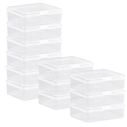Clear Plastic Beads Storage Containers Empty Mini Storage Containers Box,12 Pack Plastic Storage Containers with Lids,Beads Storage Box with Hinged Lid for Beads,Earplugs,Pins, Small Items (4.1 x 2.9 - size: 4.1 x 2.9 x 1 inch