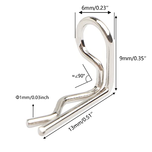 30-Pack 90-Degree Angle 1mm Body Clips Bent Springy Pins WJ07 for All 1/16 1/18 1/20 Scale Model Car Truck Crawler Truck(Silver) - color: Silver, size: 1mm