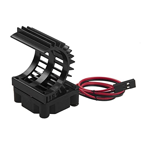 ShareGoo Aluminum 380 390 Motor Heatsink with Cooling Fan Electric Engine Heat Sink Compatible with HSP HPI Wltoys Himoto Redcat 1/16 1/18 RC Car (Black) - style: Black