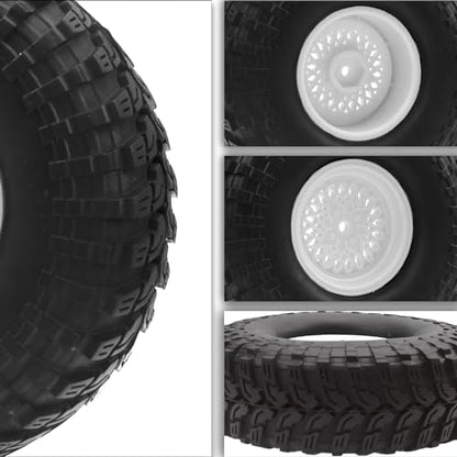 RC 1.9" RC Tires and Wheel Nylon Rims 12mm Hex Hub OD 116mm/4.56" Rubber Tyre Compatible with 1/10 Axial SCX10 RC4WD D90 Tamiya CC01 TF2 Traxxas TRX4 RC Rock Crawler (White) - color: White