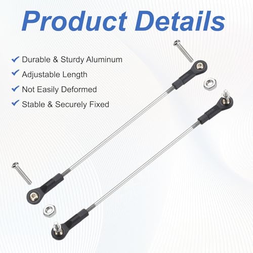 MECCANIXITY 4Pcs Adjustable Turnbuckles Camber Link, 144-154mm Turnbuckle Rod Steering Servo Linkage with M3 Ball Head Rod Ends for RC Car Replace Parts - size: 144-154mm