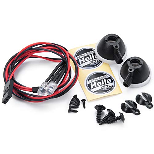 Que-T Metal RC Round LED Light with Cover for TRX-4 Axial SCX10 Tamiya CC01 D90 TF2 1: 10 Crawer Car (2pcs) - color: 2pcs