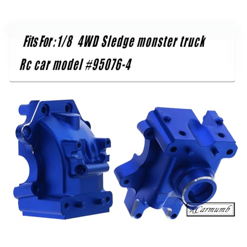 Gear Box Upgrades Part for 1/8 Sledge 4WD,Aluminum Front Rear Universal Gear Box Housing, RC Gearbox Hops up for Sledge Monster Truck RC Car #95076-4,Replace #9529, Navy Blue（1 Set - color: Navy Blue- Gear Box