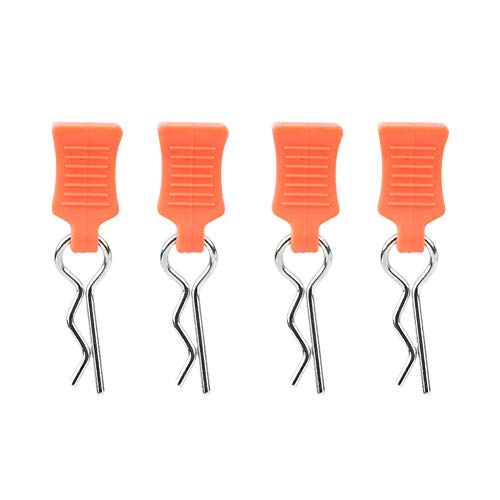 4pcs Universal RC Car Body Clips with Pull Tabs Pins for 1/8 1/10 /12 RC Car Shell Replacement Parts (Orange) - color: Orange