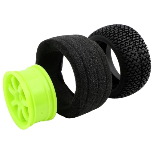 75mm/2.95" RC Rally Car Tires Rubber Tires Tyres & Plastic Wheel Rims 12mm Hex Compatible with Traxxas 4 Tec 2.0 Tamiya TT01 XV01 Kyosho WR8 Sakura WLtoys HPI Touring Racing Car (Green)