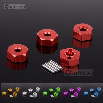 1/10 12mm Wheel Drive Hex with Pin Screws for 1:10 RC RC Buggy Truck Car Upgrade Parts Slash 2WD HSP 102042 122042 Redcat Rc4wd Tamiya Axial SCX10 D90 Hpi LRP WLtoy 4PCS (Silver) - color: Silver