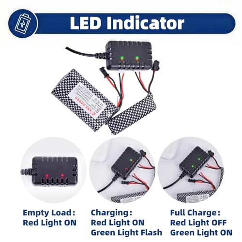 7.4V Lipo Battery Charger with XH-3P Connector USB Cable 2-in-1 Balance Chargers Fit for 2S Lipo Battery Axial SCX10 SCX24 SCX30 RC Car Truck Drone Boat Quadcopter Airsoft Battery