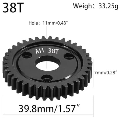 M1 Spur Gear 1.0 Metric Pitch 38-Tooth, 30T 32T 34T 36T 38T 40T 42T 44T 46T 48T 50T 52T Spur Gear Mod 1 for TRAXXAS Slayer Pro 4X4 Revo 3.3 ARRMA HPI HOBAO LOSI, Hardened Steel Upgrade Part Gear (38T) - size: 38T