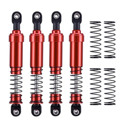 RCQQPS 4pcs Aluminum Big Bore Shocks for 1/10 RC Crawler LCG Chassis Gspeed V3 Element Enduro SCX10 TRX4 Gamde R1 Comp Builds DIY (Red 105mm 4pcs) - color: Red 105mm 4pcs
