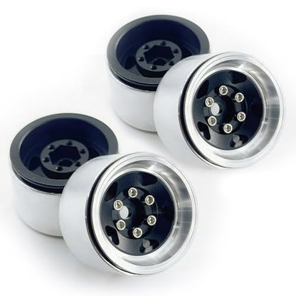 1.0 Beadlock Wheel Rims, Aluminum Alloy RC Wheels Set, CNC Machined Upgrade Parts for 1/18–1/24 RC Crawlers (4PCS)