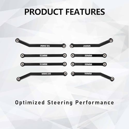 SCX24 Links High Clearance Links Chassis Suspension Steering Links Set for Axial SCX24 Upgrades 1/24 RC Crawler - color: Black