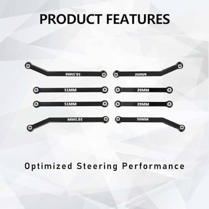 SCX24 Links High Clearance Links Chassis Suspension Steering Links Set for Axial SCX24 Upgrades 1/24 RC Crawler - color: Black