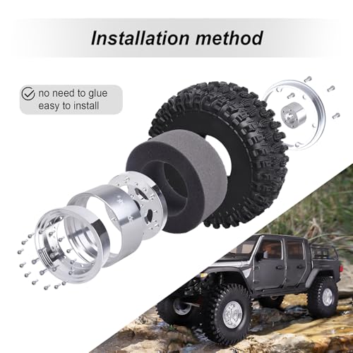 HobbyPark Negative Offset -10mm Deep Dish Aluminum Chrome 1.9 Beadlock Wheels and 1.9 Tires Good Grip for 1/10 RC Crawler Axial SCX10 TRX4 VS410 Gen8 RC4WD, Set of 4 - style: 1.9 Beadlock Wheels and 1.9 Super Soft Tires