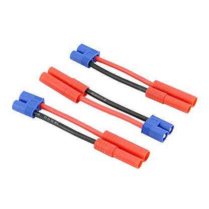 3pcs EC3 Style Male to HXT 4mm Female Connector Adapter Cable - 14awg 5cm Wire(BDHI-52)