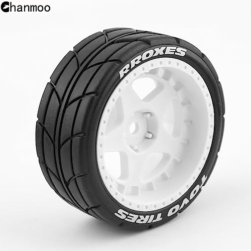 1/10 RC On Road Tires 12mm Hex Plastic Wheels Rims and Rubber Street Tyres for 1:10 Rally Racing Drift Touring CarTamiya XV01 XV02 TA06 TT01 TT02 PTG2 144001 A959 HPI KYOSHO 4PCS (White A) - color: White a