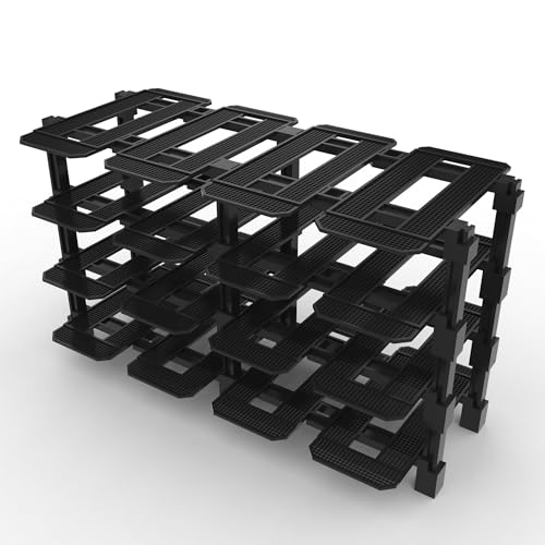Modular Rack for LEGO Speed Champions (4 high x 4 wide (16 Car)) | Racing Garage Inspired Design - The display system that grows with your collection - size: 4 high x 4 wide (16 Car)