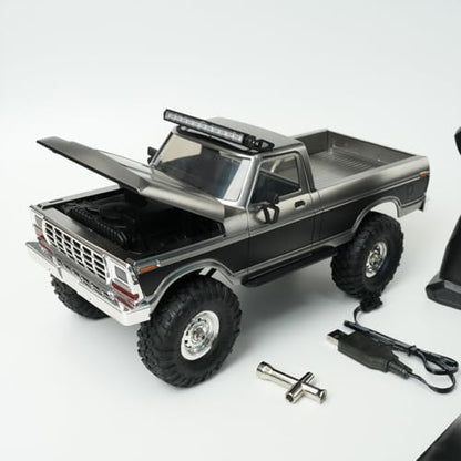 1/16 RC Crawler Pickup Truck, 2.4G Full-Proportional HB-R1612 RC Rock Crawler Pickup with Lights, 4WD 10KM/H Remote Control Crawler Truck for Adults, Collectible Gift - color: Black