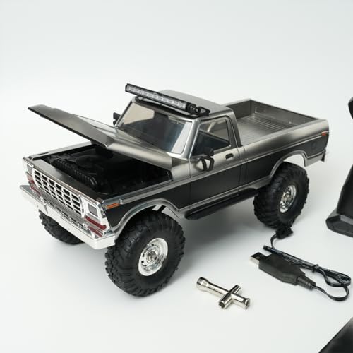 1/16 RC Crawler Pickup Truck, 2.4G Full-Proportional HB-R1612 RC Rock Crawler Pickup with Lights, 4WD 10KM/H Remote Control Crawler Truck for Adults, Collectible Gift - color: Black