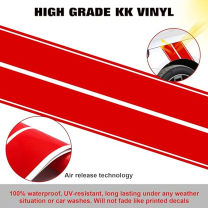 x xotic tech Fender Stripes Hash Marks KK Vinyl Decal Universal for Car Truck Sticker Racing Stripe 11"x23" (Red) - color: Red