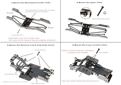 Carbon Fiber Chassis Kit for SCX24, 7° Angled Skid, LCG Chassis Kit for Axial SCX24 C10, JLU, Bronco, Deadbolt, Purple - color: Purple