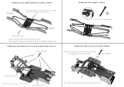 Carbon Fiber Chassis Kit for SCX24, 7° Angled Skid, LCG Chassis Kit for Axial SCX24 C10, JLU, Bronco, Deadbolt, Purple - color: Purple
