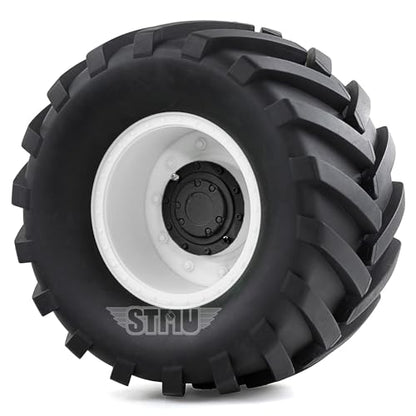 RC Monster Truck Tires and 17mm&14mm Hex Wheels Rims Rubber Buggy Tyres for 1/8&1/7 Scale Off Road Truck Car Kaiju Tmaxx E-Revo 3.3 Arrma Kraton 6S Typhon 3S HPI Redcat Traxxas Maxx (White) - color: White