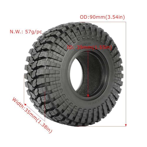 1.55 inch Tires Rubber Tyres for 1:10 RC Crawler Car D90 TF2 Tamiya CC01 LC70 MST JIMNY 90069 (90mm, B) - color: 90mm, B