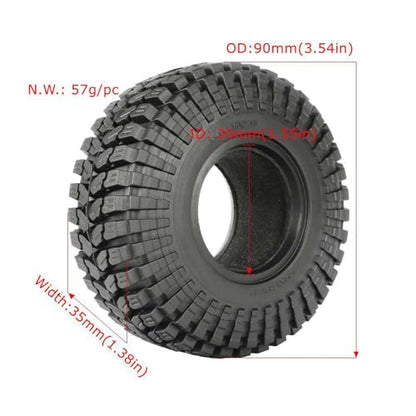 1.55 inch Tires Rubber Tyres for 1:10 RC Crawler Car D90 TF2 Tamiya CC01 LC70 MST JIMNY 90069 (90mm, B) - color: 90mm, B